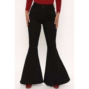 Vibrant MIU Womens Black High Waisted Distressed Bell Bottom Flare Jeans (76)